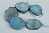 CNG1495 8 inches 30*35mm - 35*45mm freeform agate beads with brass setting