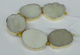 CNG1497 8 inches 30*35mm - 35*45mm freeform agate beads with brass setting