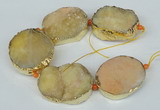 CNG1498 8 inches 30*35mm - 35*45mm freeform agate beads with brass setting