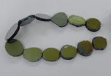 CNG1502 15.5 inches 22*25mm - 30*35mm freeform plated agate beads