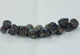 CNG1537 7.5 inches 10*14mm - 15*20mm nuggets plated druzy agate beads