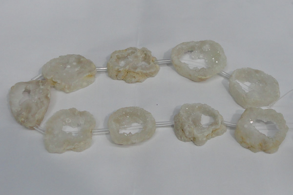 CNG1560 30*35mm - 35*40mm freeform plated druzy agate beads