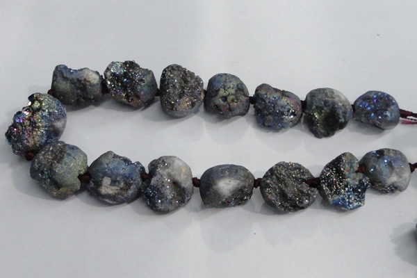 CNG1578 18*25mm - 20*30mm nuggets plated druzy agate beads