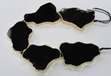 CNG1653 8 inches 35*50mm - 45*65mm freeform agate beads with brass setting