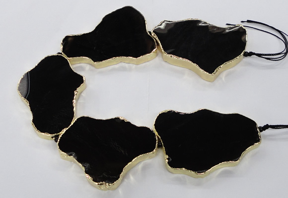 CNG1653 8 inches 35*50mm - 45*65mm freeform agate beads with brass setting