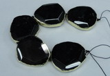 CNG1686 8 inches 40*45mm - 45*50mm freeform agate beads with brass setting