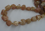 CNG1807 15.5 inches 15*20mm - 20*25mm nuggets plated rose quartz beads