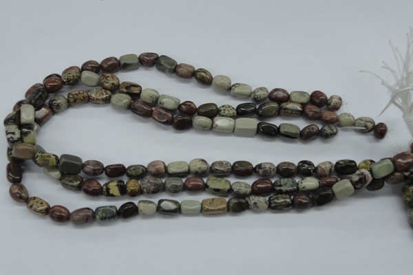 CNG202 15.5 inches 8*13mm nuggets leopard skin jasper beads