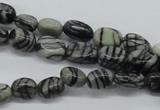 CNG211 15.5 inches 6*8mm nuggets black water jasper beads