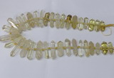 CNG2150 15.5 inches 8*25mm - 10*40mm faceted nuggets lemon quartz beads