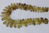 CNG2153 15.5 inches 8*25mm - 10*40mm faceted nuggets lemon quartz beads