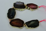 CNG2175 8 inches 30*40mm - 35*45mm freeform agate beads with brass setting