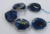 CNG2179 8 inches 40*45mm - 45*50mm freeform agate beads with brass setting