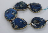 CNG2182 8 inches 40*45mm - 45*50mm freeform agate beads with brass setting