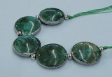 CNG2190 7.5 inches 30mm flat round agate beads with brass setting