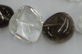 CNG238 15.5 inches 15*22mm nuggets smoky quartz & crystal beads