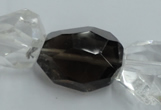 CNG239 18*25mm - 25*30mm faceted nuggets smoky quartz & crystal beads