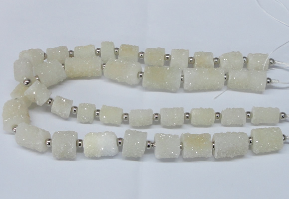 CNG2430 15.5 inches 11*14mm - 14*20mm tube druzy quartz beads