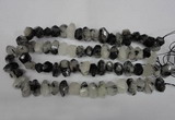 CNG2716 10*14mm - 13*18mm faceted nuggets black rutilated quartz beads