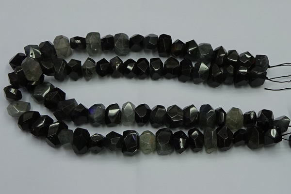 CNG2718 10*14mm - 13*18mm faceted nuggets black rabbit hair beads