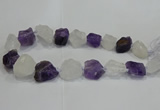 CNG3006 15*20mm - 22*30mm nuggets amethyst & white crystal beads