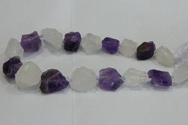 CNG3006 15*20mm - 22*30mm nuggets amethyst & white crystal beads