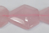 CNG301 15.5 inches 25*35mm faceted nuggets rose quartz beads