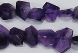 CNG307 15.5 inches 10*15mm faceted nuggets amethyst gemstone beads