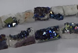 CNG3158 15.5 inche 8*15mm - 11*20mm freeform plated druzy agate beads