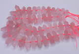 CNG3201 10*25mm - 12*45mm faceted nuggets rose quartz beads