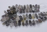 CNG3206 15.5 inches 10*25mm - 12*45mm faceted nuggets cloudy quartz beads