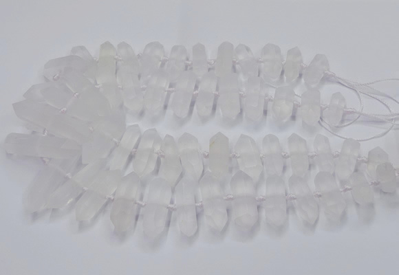 CNG3208 10*25mm - 12*45mm faceted nuggets matte white crystal beads