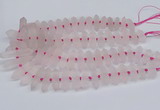 CNG3215 10*25mm - 12*50mm faceted nuggets matte rose quartz beads