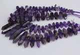 CNG3218 15.5 inches 10*25mm - 12*50mm faceted nuggets amethyst beads