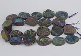 CNG3276 22*30mm - 30*40mm freeform plated druzy agate beads