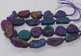 CNG3286 25*30mm - 28*45mm freeform plated druzy agate beads