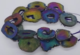 CNG3297 40*45mm - 45*55mm freeform plated druzy agate beads