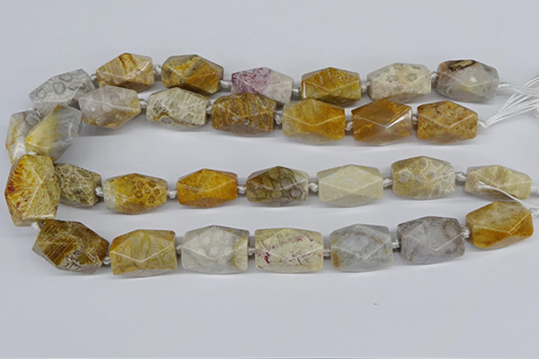 CNG3521 15.5 inches 15*25mm faceted nuggets fossil coral beads