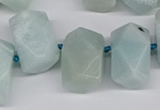 CNG3526 Top drilled  13*18mm - 15*20mm faceted nuggets amazonite beads