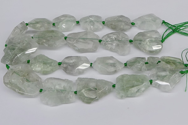 CNG3535 15.5 inches 25*30mm - 30*40mm freeform green quartz beads