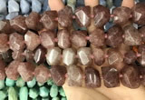 CNG3606 13*20mm - 15*24mm faceted nuggets strawberry quartz beads