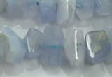 CNG368 15.5 inches 10*20mm faceted nuggets blue chalcedony beads