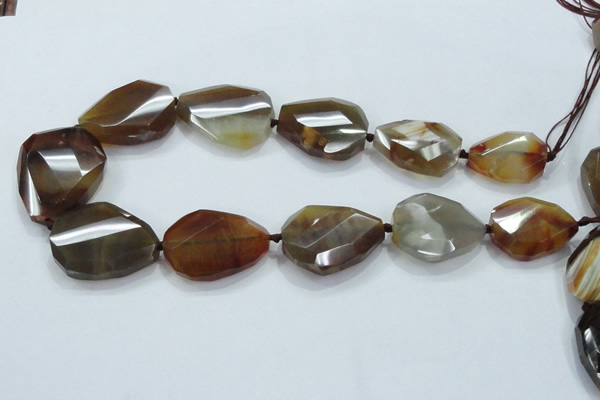 CNG488 20*25mm – 30*42mm twisted & faceted nuggets agate beads