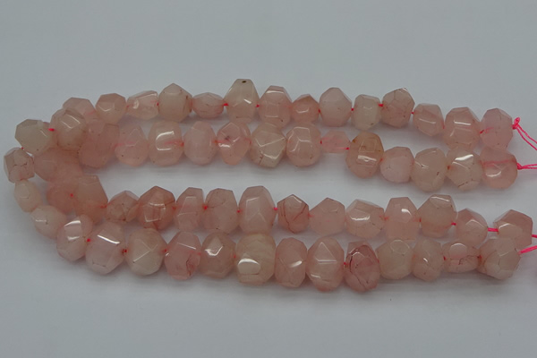 CNG5005 15.5 inches 12*16mm - 15*20mm faceted nuggets rose quartz beads