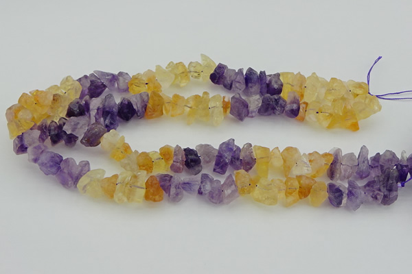 CNG5046 15.5 inches 6*12mm - 8*22mm nuggets amethyst & citrine beads