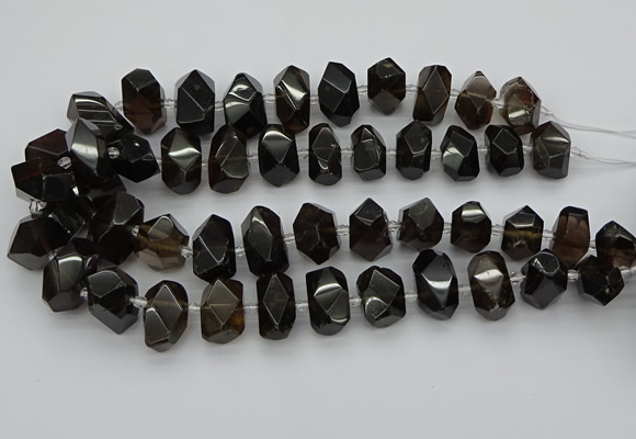 CNG5215 15.5 inches 12*16mm - 15*20mm faceted nuggets smoky quartz beads