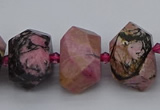 CNG5326 15.5 inches 12*16mm - 15*20mm faceted nuggets rhodonite beads