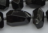 CNG5373 12*16mm - 18*25mm faceted nuggets black tourmaline beads