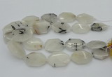 CNG5376 20*30mm - 35*45mm faceted freeform black rutilated quartz beads