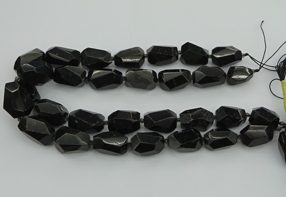 CNG5395 12*16mm - 15*25mm faceted nuggets black tourmaline beads